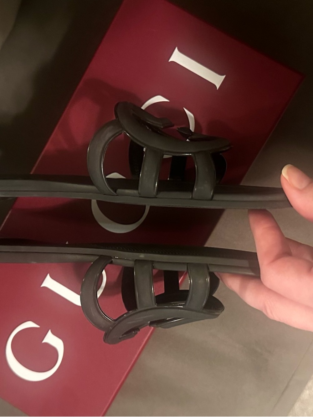 Gucci Black Interlocking GG Rubber Slide Sandals - Picture 2 of 9